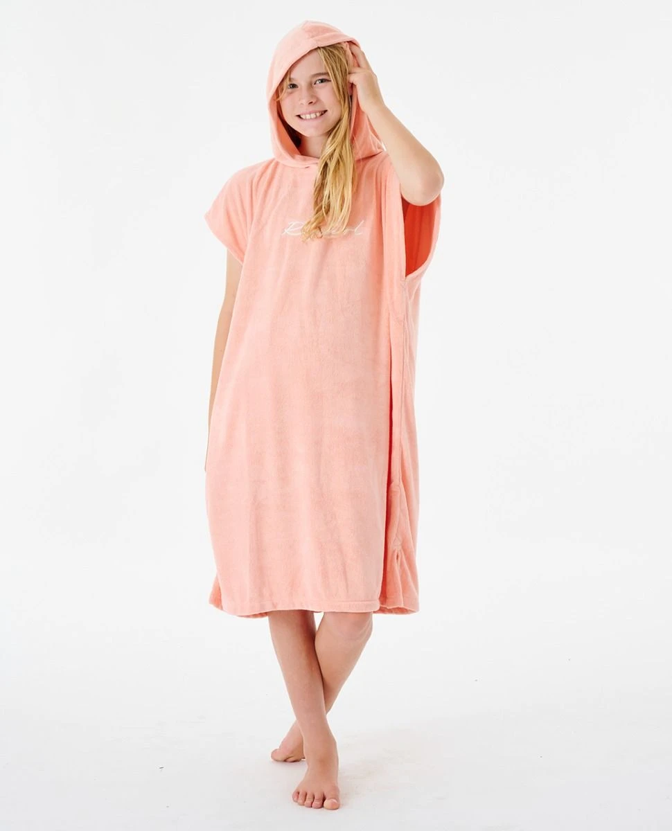 Rip Curl Script Junior Hooded Towel - Shell Coral 3 Rip Curl Script Junior Hooded Towel - Shell Coral
