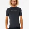 Rip Curl Dawn Patrol Perf Mens Short Sleeve UV Top - Black Marled -Cheap Surfboards Store 126282 12smrv 3442 1