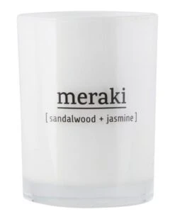Meraki Sandal Wood And Jasmine 35 Hour Scented Candle - White