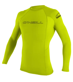 O'Neill Basic Skins Mens Long Sleeve Rash Vest - Lime