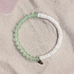 Pura Vida Shell And Frost Bead Stretch Bracelet - Mint -Cheap Surfboards Store 36305mintv3 1000x1000 crop center