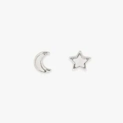 Pura Vida Moon & Star Stud Earrings - Silver