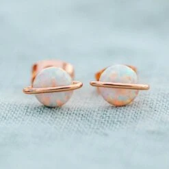 Pura Vida Opal Saturn Stud Earrings - Rose Gold/White -Cheap Surfboards Store 3f9a7551 1000x1000 crop center