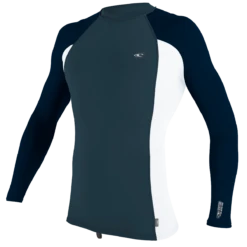 O'Neill Premium Skins Mens Long Sleeve UV50+ Rash Guard - Cadet Blue/White Abyss