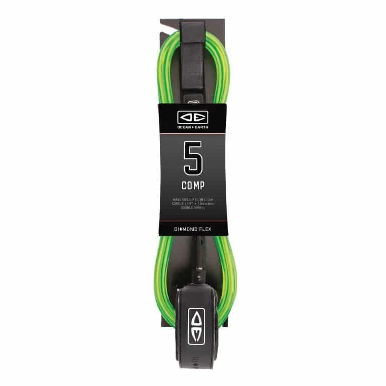 Ocean And Earth Diamond 5ft Flex Comp Surf Leash - Lime 3 Ocean And Earth Diamond 5ft Flex Comp Surf Leash - Lime