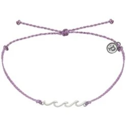 Pura Vida Silver Delicate Wave Bracelet - Purple