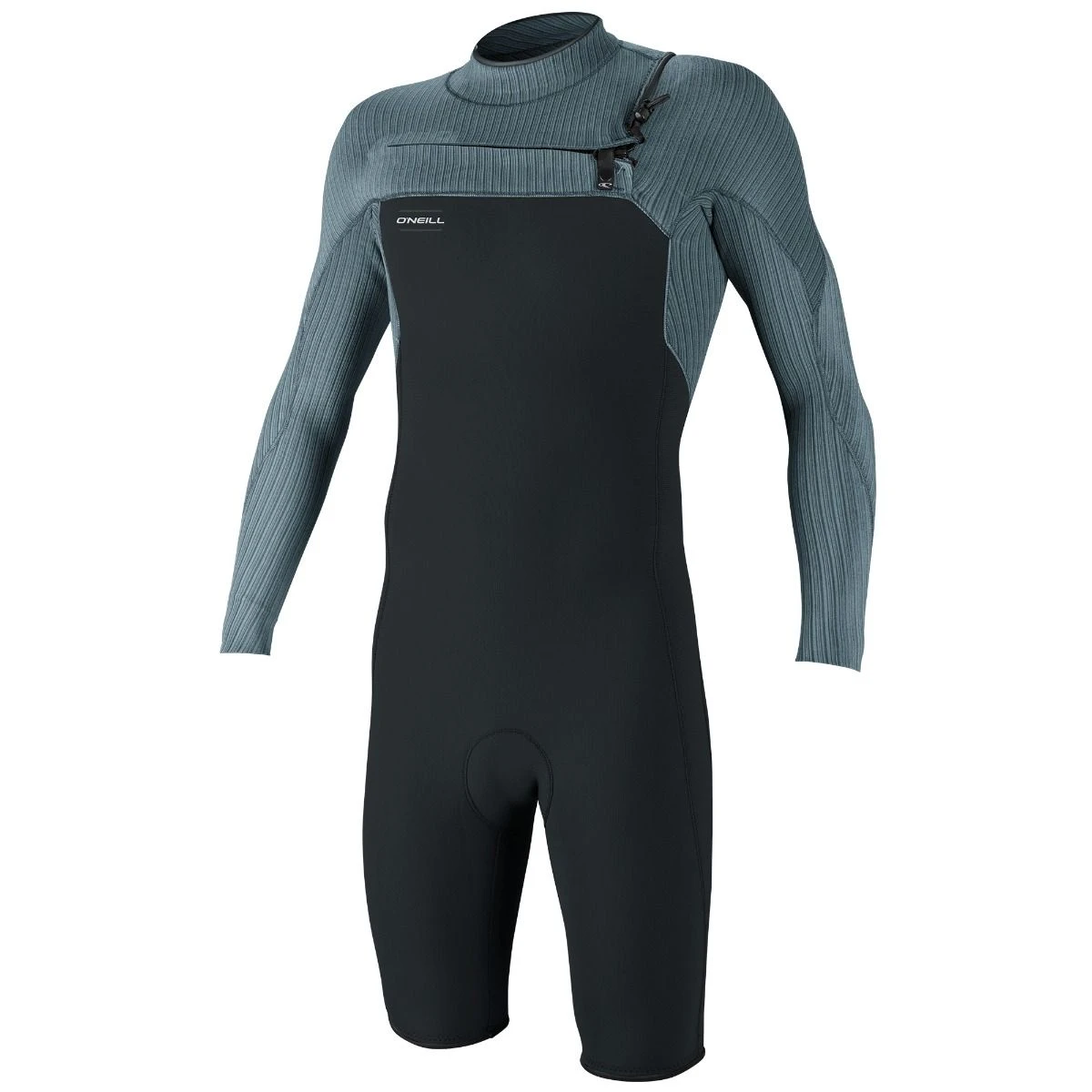 O'Neill Hyperfreak 2mm Long Arm Chest Zip Shorty Wetsuit 2022 - Gun Metal/ Cadet Blue 3 O'Neill Hyperfreak 2mm Long Arm Chest Zip Shorty Wetsuit 2022 - Gun Metal/ Cadet Blue