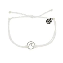 Pura Vida Silver Wave Charm Bracelet - White