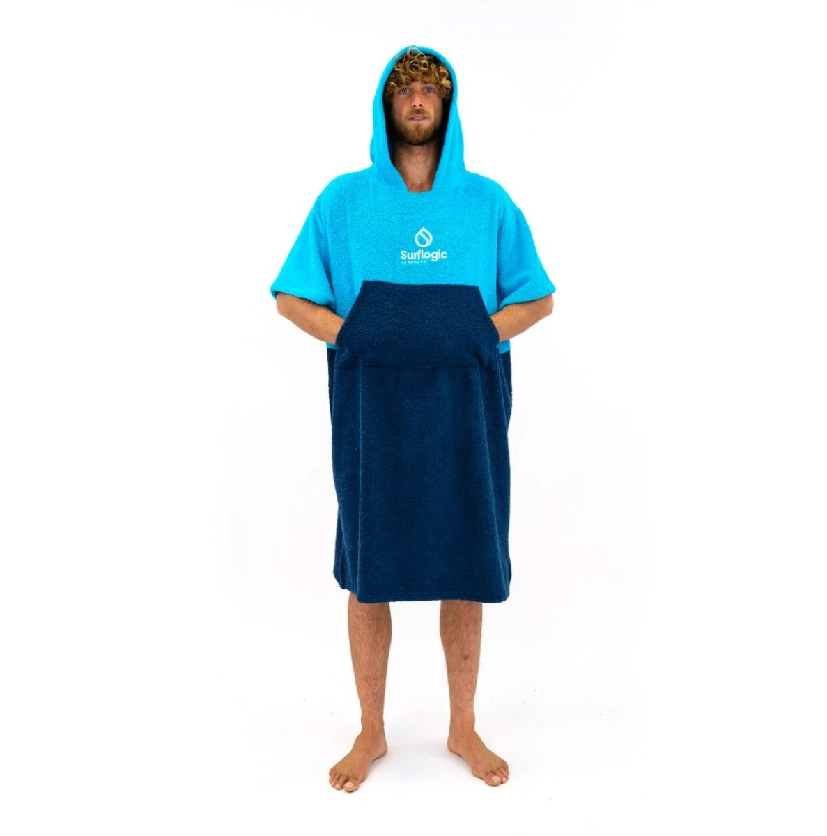 Surflogic Poncho Changing Towel - Cyan/Navy 3 Surflogic Poncho Changing Towel - Cyan/Navy