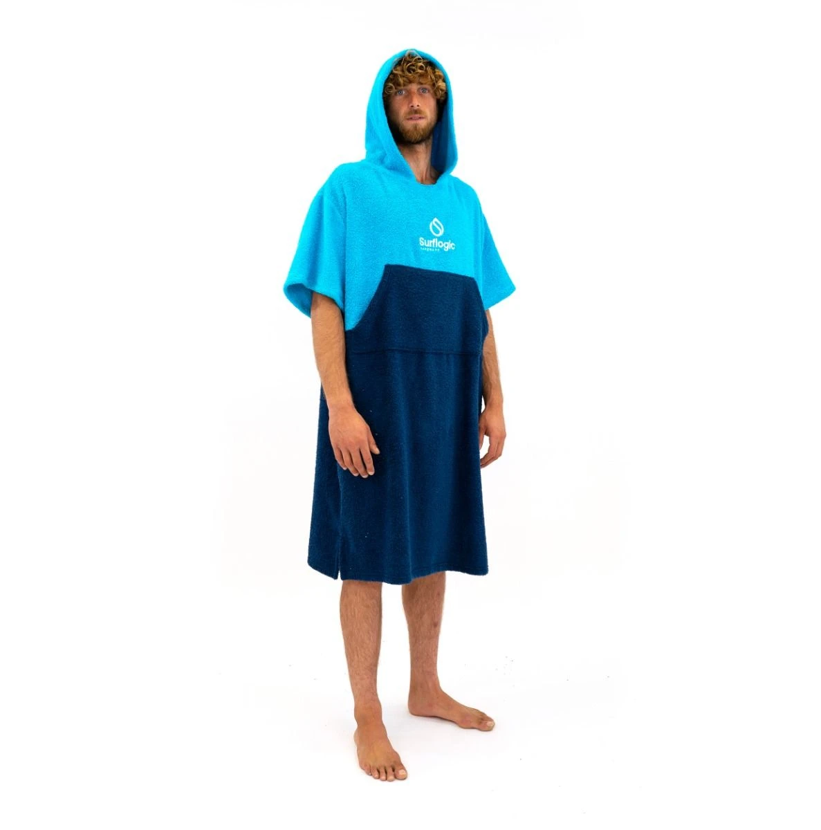 Surflogic Poncho Changing Towel - Cyan/Navy 4 Surflogic Poncho Changing Towel - Cyan/Navy - Image 2