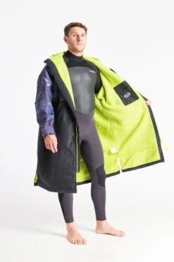 Robie Robe Dry-Series Recycled Long Sleeve Changing Robe - Black/Lime -Cheap Surfboards Store 5tqn2xha