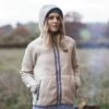 Passenger Lake Womens Full Zip Recycled Hooded Sherpa Fleece - Oatmeal