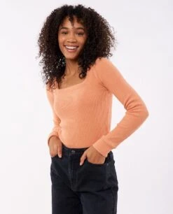 Rip Curl Cosy Long Sleeve Womens Square Collar Fleece - Clay Marle