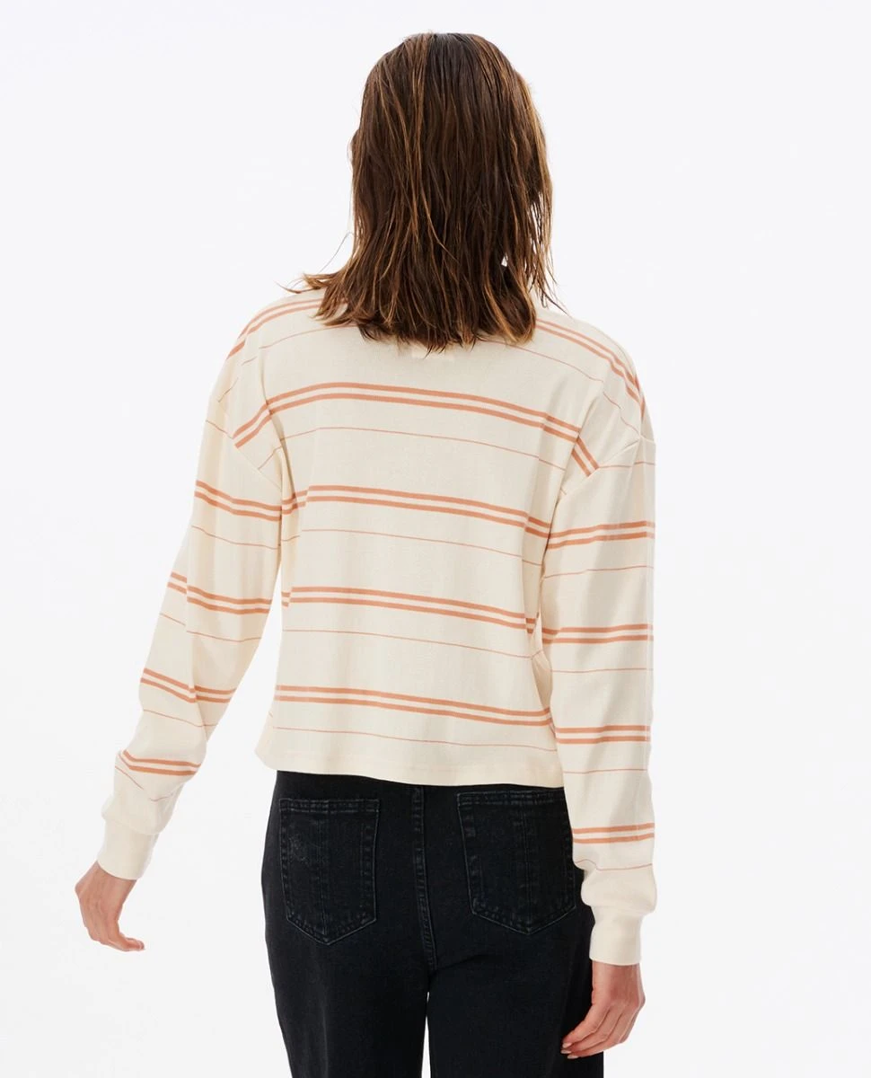 Rip Curl Melting Waves Womens Long Sleeve Polo - Off White 4 Rip Curl Melting Waves Womens Long Sleeve Polo - Off White - Image 2