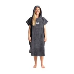 Robie Robes Original Short Sleeve Changing Towel In Steel Grey - Medium