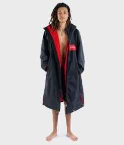 Dryrobe Advance Long Sleeve Remix Adult Changing Robe - Black/Red