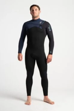 C Skins Session 4/3mm Mens Chest Zip Wetsuit 2023 - Black/ Slate
