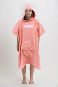 Sorted Surf Premium Hooded Kids Changing Robe - Coral