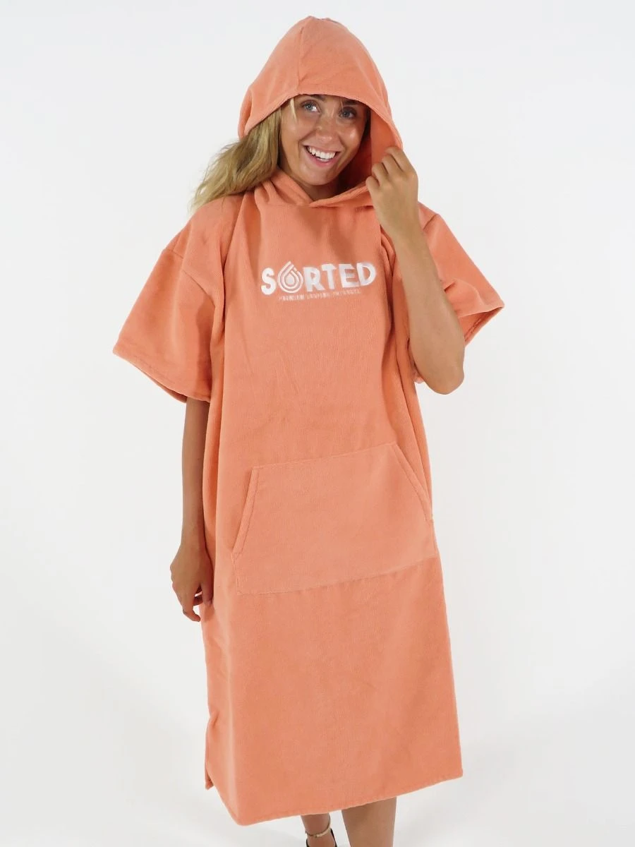Sorted Surf Premium Hooded Changing Robe - Coral 3 Sorted Surf Premium Hooded Changing Robe - Coral