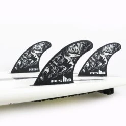 FCS II Filipe Toledo PC Tri Fin Set - Black/White -Cheap Surfboards Store fcsii ft 2021 blkwt tri inboard