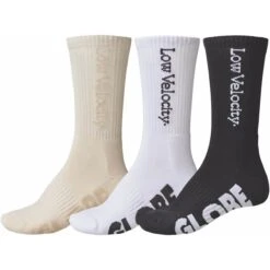 Globe Low Velocity Crew Mens Sock 3 Pack - Assorted