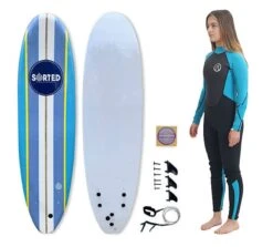 Sorted Premium 6ft2 Foam Surfboard & 3/2mm Girls Wetsuit Package