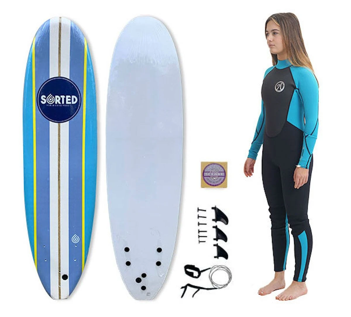 Sorted Premium 6ft2 Foam Surfboard & 3/2mm Girls Wetsuit Package 3 Sorted Premium 6ft2 Foam Surfboard & 3/2mm Girls Wetsuit Package