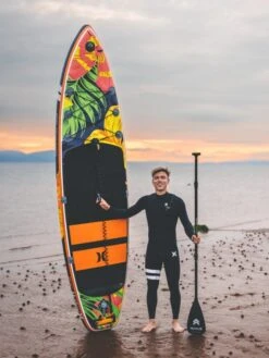 Hurley ApexTour Midnight Tropics 10' 8" Inflatable Paddleboard Set -Cheap Surfboards Store hurley apextour midnight tropics lifestyle 3 650x867 1