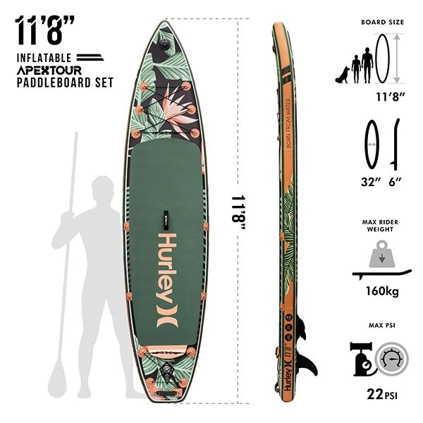 Hurley ApexTour Shock Wave 11' 8" Inflatable Paddleboard Set 11 Hurley ApexTour Shock Wave 11' 8" Inflatable Paddleboard Set - Image 9