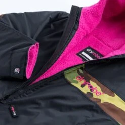 Dryrobe Advance Long Sleeve Remix Kids Changing Robe - Black/Pink/Camo -Cheap Surfboards Store kids black pink camo 2 2024x2024