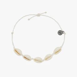 Pura Vida Knotted Cowries Shell Anklet - White