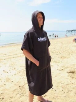 Sorted Surf Premium Hooded Changing Robe - Black -Cheap Surfboards Store lifestyle black1 1