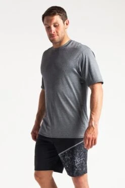 Cheap Surfboards Store -Cheap Surfboards Store mens uvskins surftee ss blackheather quarter1