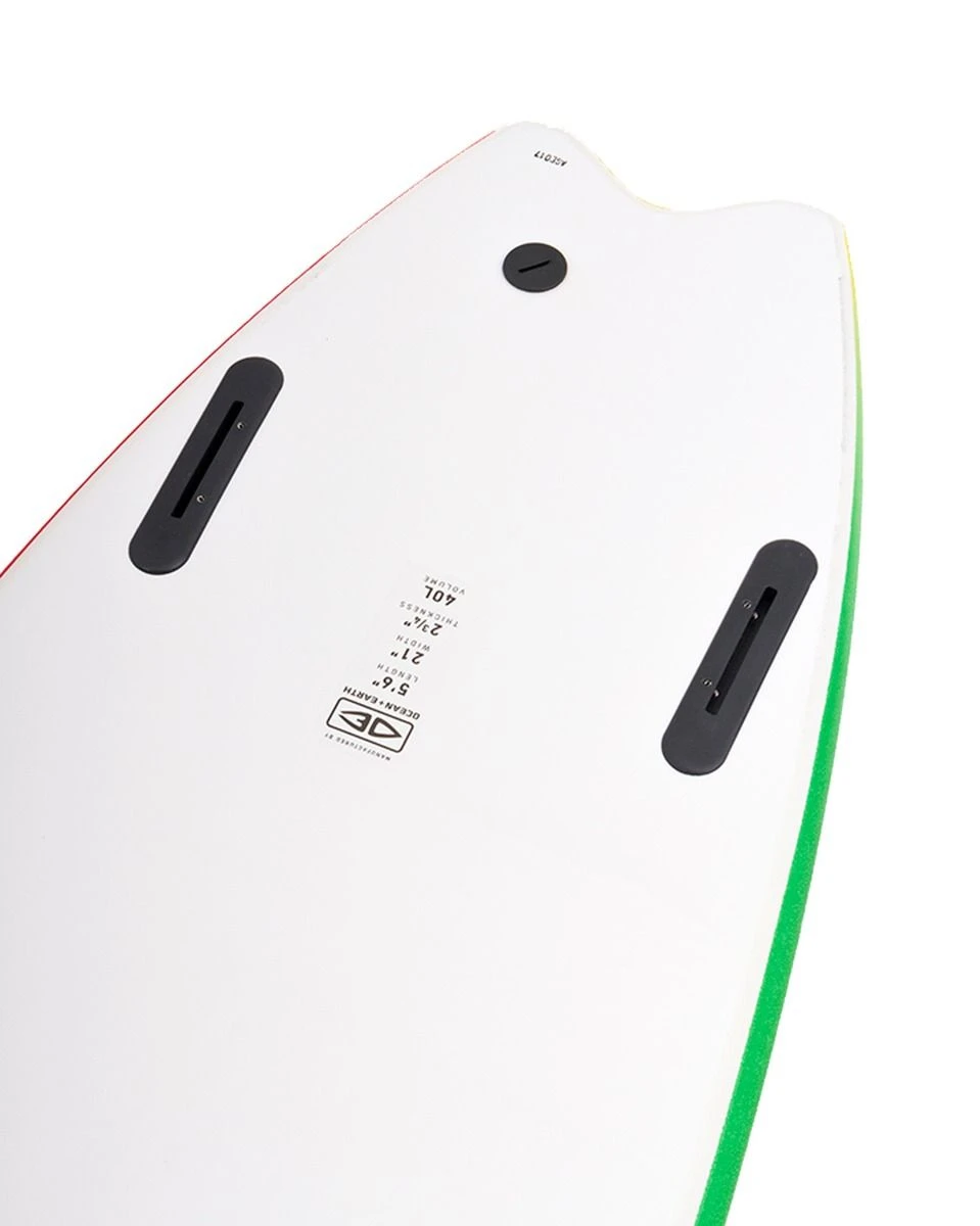 Ocean & Earth 6ft Mr Ezi Rider Twin Fin Foam Surfboard - Rasta 4 Ocean & Earth 6ft Mr Ezi Rider Twin Fin Foam Surfboard - Rasta - Image 2