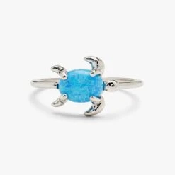 Pura Vida Opal Sea Turtle Ring - Silver
