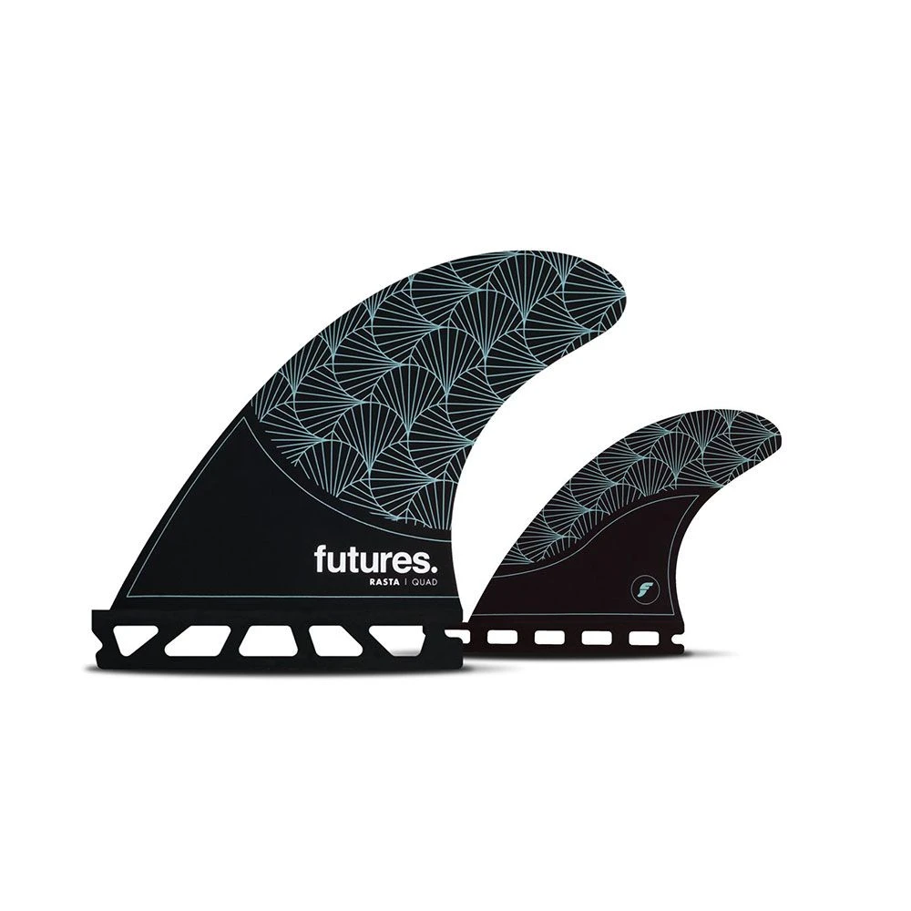 Futures Rasta Quad Honeycomb Fins - Black Teal 3 Futures Rasta Quad Honeycomb Fins - Black Teal