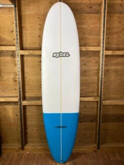 Rebel Mini Mal PU Surfboard - White/Blue Tail Dip -Cheap Surfboards Store rebel mini mal blue