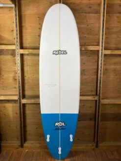 Rebel Mini Mal PU Surfboard - White/Blue Tail Dip -Cheap Surfboards Store rebel mini mal blue bottom