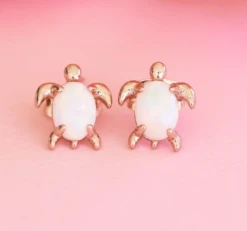 Pura Vida Sea Turtle Earrings - Rose Gold
