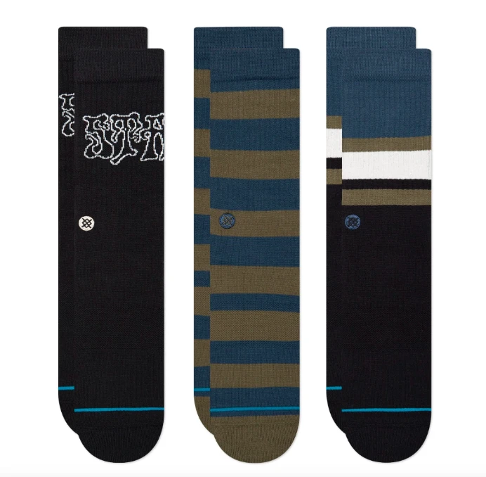 Stance Socks Booster Crew 3 Pack - Black 3 Stance Socks Booster Crew 3 Pack - Black