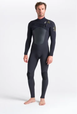 C Skins ReWired 4/3mm Mens Chest Zip Wetsuit 2023 - Anthracite/Black X/ Saffron