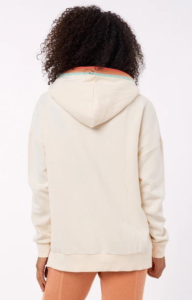 Rip Curl Surf Revival Womens Hooded Striped Fleece - Off White 4 Rip Curl Surf Revival Womens Hooded Striped Fleece - Off White - Image 2