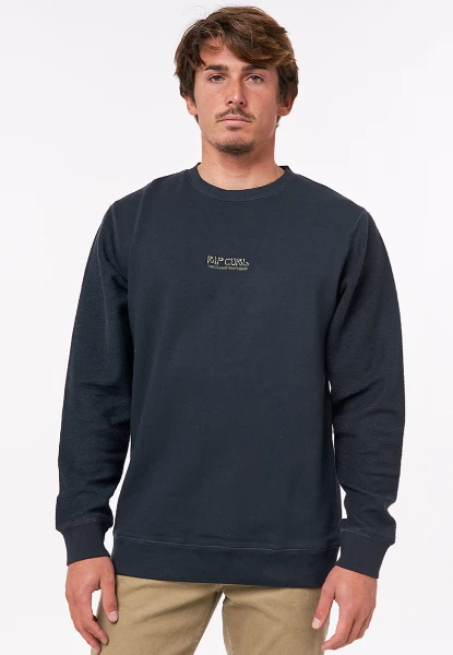 Rip Curl Salt Water Culture Flower Power Mens Crew Top - Washed Black 3 Rip Curl Salt Water Culture Flower Power Mens Crew Top - Washed Black