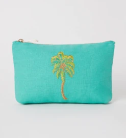 Elizabeth Scarlett Summer Palm Mini Pouch - Turquoise