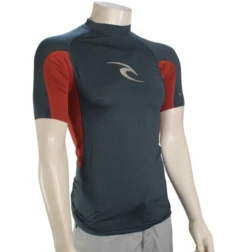 Rip Curl Waves Mens Short Sleeve Rash Vest - Navy Marle