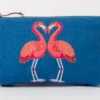 Elizabeth Scarlett Flamingo Velvet Coin Purse - Bright Cobalt/ Cotton